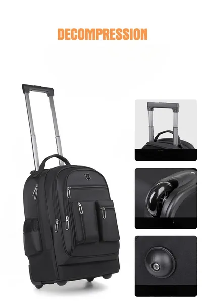 Large Capacity Travel Backpack With Waaheels, Multi Layer Trolley Luggage Bag, Multifunctional