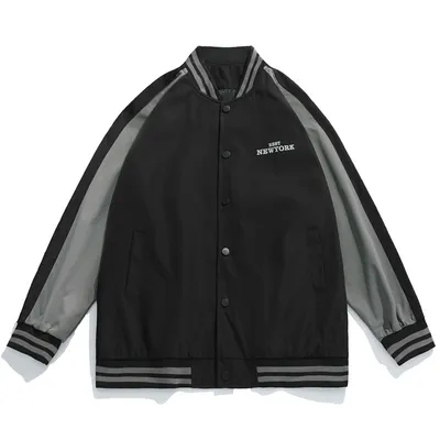 Contrast Color Design Baseball Jacket Trend
