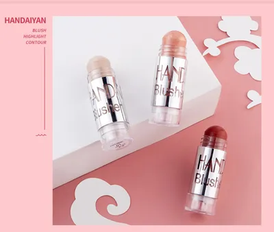 Cheek Blusher Shimmer Blush Stick Face Makeup Highlighter Bronzer Contour Cream Long-lasting Facial Make Up Cosmetics