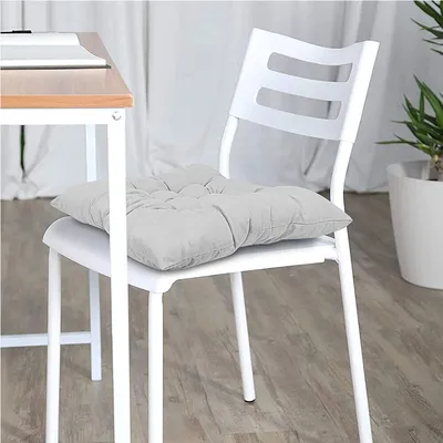 4 Pack Seat Pad Dining Room Garden Kitchen Chair Seat Cushions Tie On Plain UK