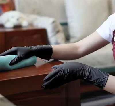 Black Thick Disposable Gloves 1 0 0PCS, PVC Nitrile Rubber, Food Grade, Latex Free, For Kitchen Dishwashing & Protection