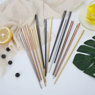 Stainless Steel Tableware Square Chopsticks Metal Plated Custom Gift Square