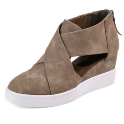 New style zipper wedge women's shoes