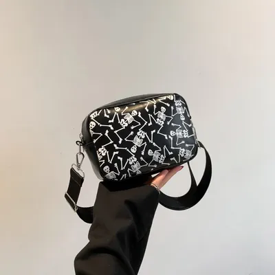 Halloween Printed Small Square Bag Funny Skull Pumpkin Bat Spider-web Shoulder Bags Trendy