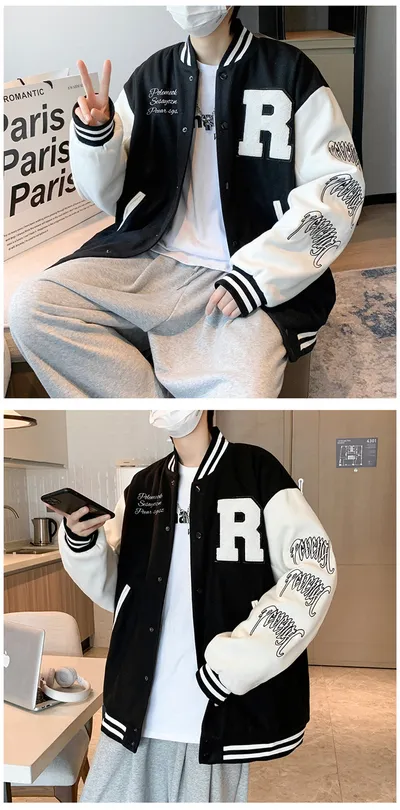 Coat Men's Hong Kong Style Trendy Brand Ins Loose Sports Baseball Uniform Harajuku Style Retro Casual Jacket Top