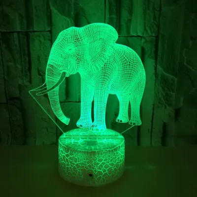 ضوء ليلي ثلاثي الأبعاد على شكل فيل، ضوء LED ملون يعمل باللمس، يضفي جواً بصرياً مميزاً