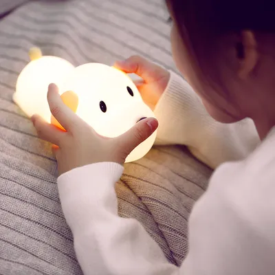 مصباح ليلي من السيليكون قابل لإعادة الشحن بتقنية LED من Dull Wang، مصباح ليلي مبتكر قابل للتعتيم، مصباح جانبي لطيف لغرفة النوم، مصباح طاولة لإطعام الأطفال