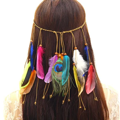 European and American bohemian peacock feather hair band ladies fashion national wind headwear