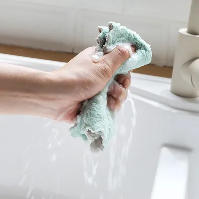 Printed two-color double-sided absorbent dish cloth non-stick oil hand towel thickening wipe tablecloth towel kitchen rag