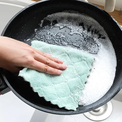 Printed two-color double-sided absorbent dish cloth non-stick oil hand towel thickening wipe tablecloth towel kitchen rag