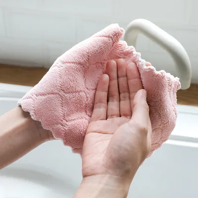 Printed two-color double-sided absorbent dish cloth non-stick oil hand towel thickening wipe tablecloth towel kitchen rag