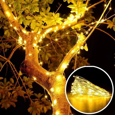 أضواء زينة عيد الميلاد LED خارجية تعمل بالبطارية أو منفذ USB، بطول 2 متر، 5 أمتار، و10 أمتار، مصنوعة من سلك نحاسي، لتزيين حفلات الزفاف والمناسبات.