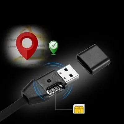 Intelligent Tracker Mini GPS Positioning USB Wire Fast Charging Data Cable 1M - BLACK