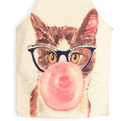 Cartoon anime cute cat cotton and linen kitchen bathroom anti-fouling and oil-proof parent-child apron gown