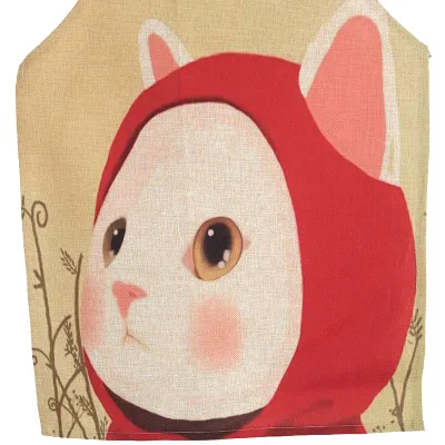 Cartoon anime cute cat cotton and linen kitchen bathroom anti-fouling and oil-proof parent-child apron gown