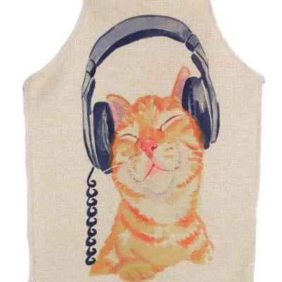 Cartoon anime cute cat cotton and linen kitchen bathroom anti-fouling and oil-proof parent-child apron gown