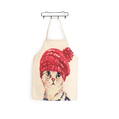 Cartoon anime cute cat cotton and linen kitchen bathroom anti-fouling and oil-proof parent-child apron gown