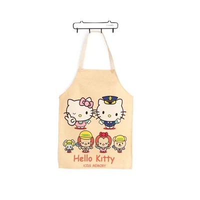 Cartoon anime cute cat cotton and linen kitchen bathroom anti-fouling and oil-proof parent-child apron gown