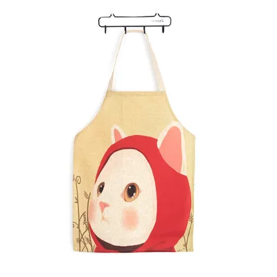 Cartoon anime cute cat cotton and linen kitchen bathroom anti-fouling and oil-proof parent-child apron gown