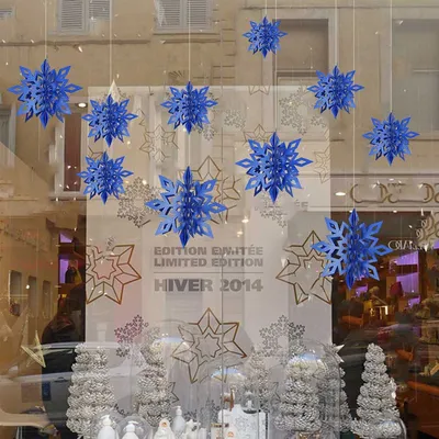 6 Pcs Set Cardboard 3D Hollow Snowflake Hanging Ornaments New Year's Christmas Decorations For Home Party Decoration