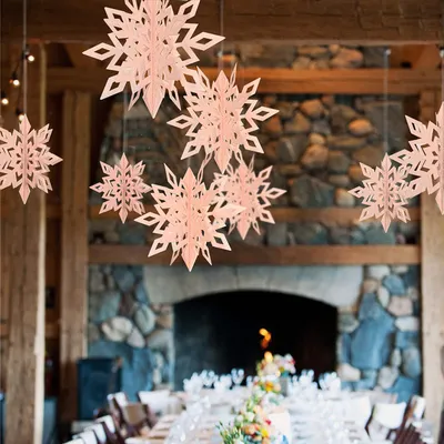 6 Pcs Set Cardboard 3D Hollow Snowflake Hanging Ornaments New Year's Christmas Decorations For Home Party Decoration