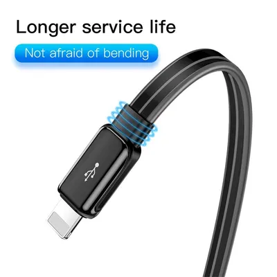 Compatible With , Compatible With , Baseus Flat Glowing 2.4A USB Cable For  Xs Max 8 Plus 1M Fast Charging Sync Data Line LED USB Cable For  SE 7 Cabo