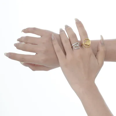 Simple S925 Sterling Silver Irregular Convex  Female Ins Opening Hollow Circle Index Finger Ring