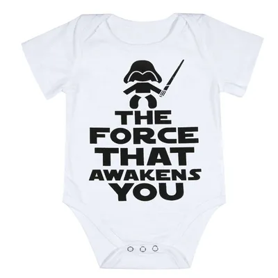 Funny Newborn Infant Clothes Force Awakens You Letter Print White Short Sleeves Tiny Cottons Baby