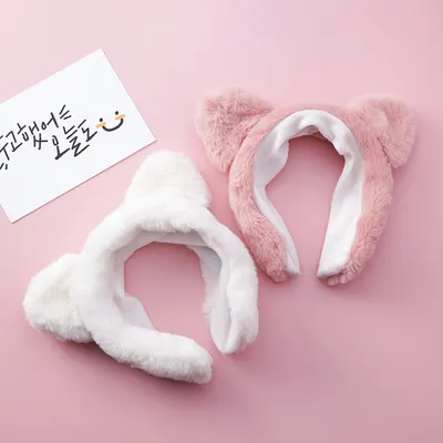 Korean hair accessories wide-brimmed cute plush panda ear headband hairpin