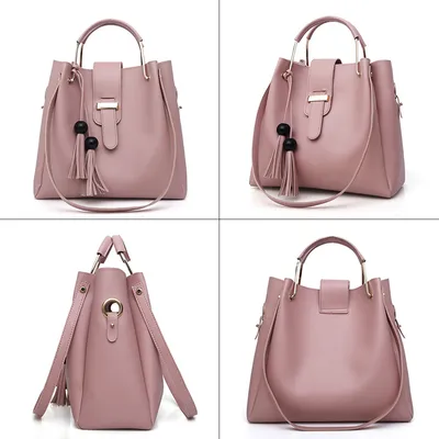 Women 3Pcs Or Set Handbags PU Leather Shoulder Bags Casual Tote Bag Tassel Metal Handle Designer Composite Bags