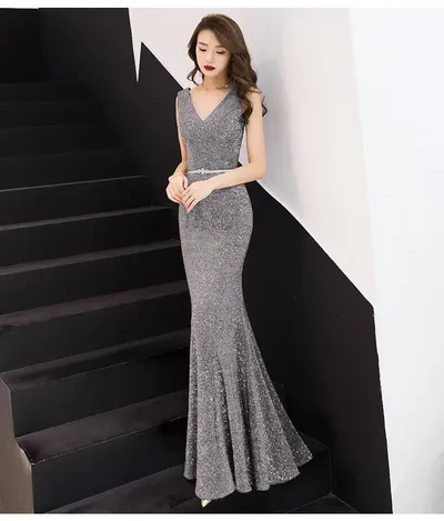 Elegant fishtail bright temperament ladies long dress