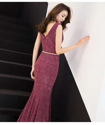 Elegant fishtail bright temperament ladies long dress