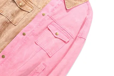Personality Stitching Denim Jacket Hip Hop Street Color Men's  Denim Jacket
