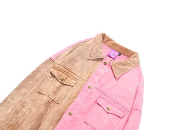 Personality Stitching Denim Jacket Hip Hop Street Color Men's  Denim Jacket