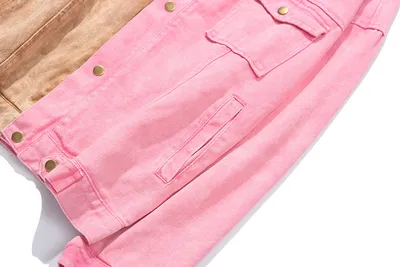 Personality Stitching Denim Jacket Hip Hop Street Color Men's  Denim Jacket