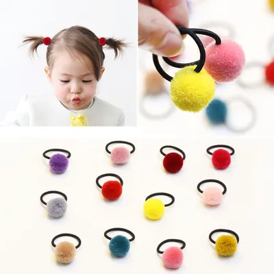 Korean candy color children's hair ball hair ring color tie hair band no seams do not hurt hair
