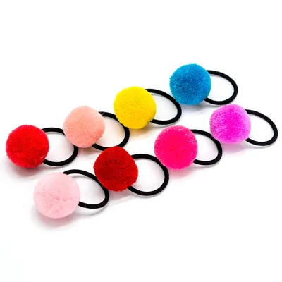Korean candy color children's hair ball hair ring color tie hair band no seams do not hurt hair