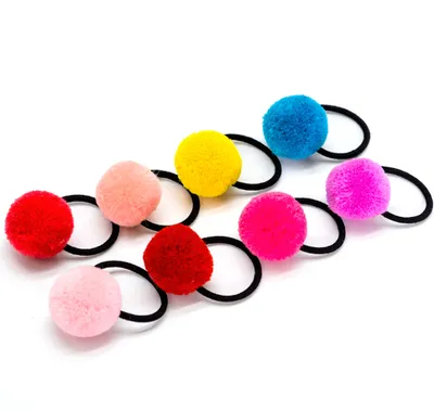 Korean candy color children's hair ball hair ring color tie hair band no seams do not hurt hair