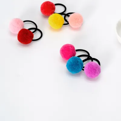 Korean candy color children's hair ball hair ring color tie hair band no seams do not hurt hair