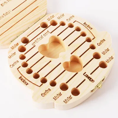 Wood Storage Box for Baby Kids Tooth Box Organizer