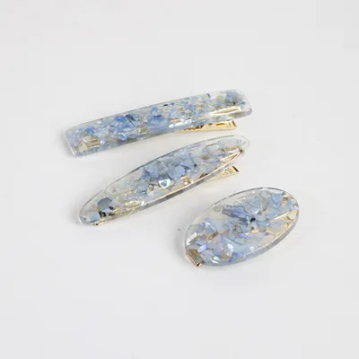 Japanese ins wind hairpin hair accessories magic color shell water droplets rectangular bangs word side clip hairpin hair accessories Korean version