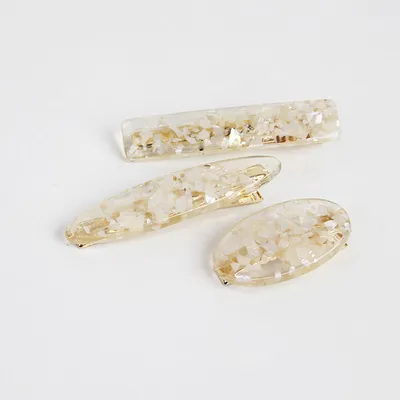 Japanese ins wind hairpin hair accessories magic color shell water droplets rectangular bangs word side clip hairpin hair accessories Korean version