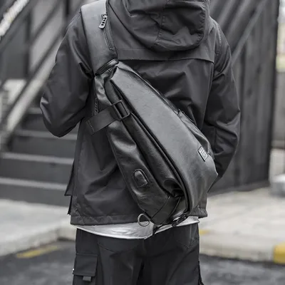 Waterproof pu leather single shoulder messenger bag