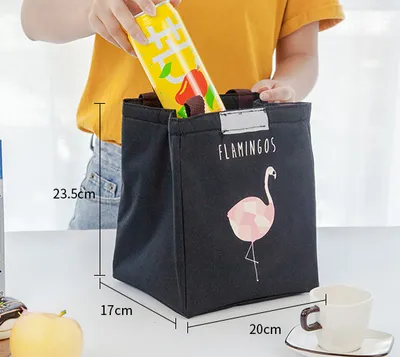 Waterproof portable aluminum case lunch bag Cartoon bird flower drop insulation bag Picnic cold insulation bag