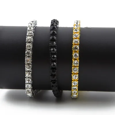 Tin Alloy Gold Color Iced Bracelet Men's Hip Hop Chain Street Rock Jewelry