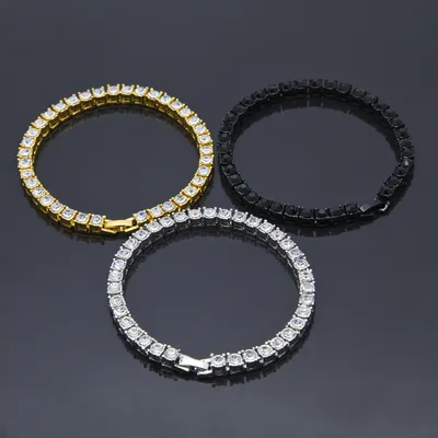 Tin Alloy Gold Color Iced Bracelet Men's Hip Hop Chain Street Rock Jewelry