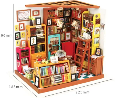 Cabin with light assembled bookstore model