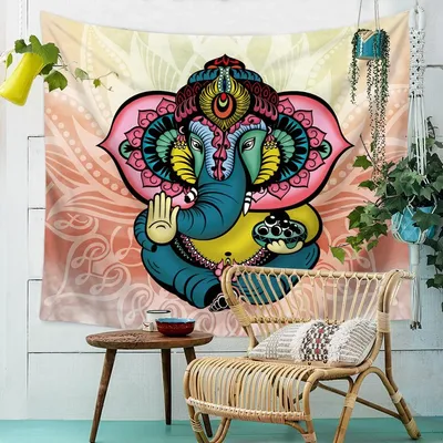 Light Mosaic Hindi Elephant Tapestry