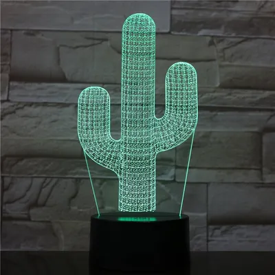 مصباح ليلي LED على شكل صبار