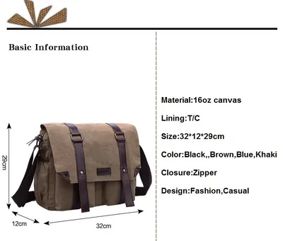 Simple and fashionable canvas casual men's bag